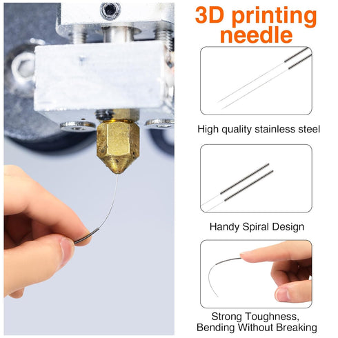 FEUNLEM 0.4mm 3D Nozzle 60PCS 3/MK8/V6, Nozzle Printer Cleaning Kit - Stainless Steel Anti-Clog Needles, Heat-Resistant