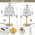 90s Kcldeci Bedside Table Lamp for Bedroom, Pattern Retro Farmhouse Desk Lamps for Nightstand with Fabric Shade
