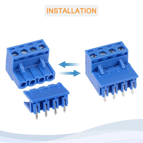MECCANIXITY PCB Mount Screw Terminal Block, 5.08mm Pitch 4 Pin 15A Plug-in for Electrical Instruments, 10 Set