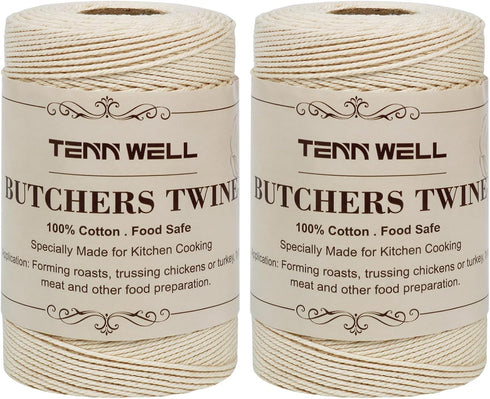 Tenn Well Kitchen Cooking Twine, 2 Rolls x 656 Feet, Food Safe Cotton Bakers String for DIY Crafts