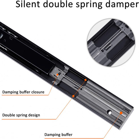 KDDEON 1 Runners,45kg (16in/400mm) Pair Home Drawer Slide with Soft/Self Closing,Silent Ball Bearing Full Extension