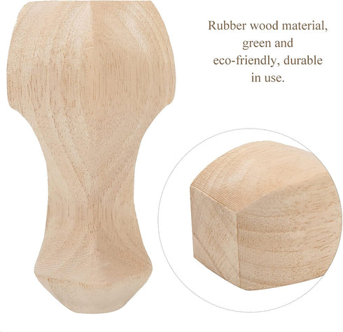 GETKIVA 1: Set 4 12 6 cm 15 6 cm 2: 4pcs (12 6cm) Option Hand Carved Rubber Wood Furniture Legs of for Sofa Coffee