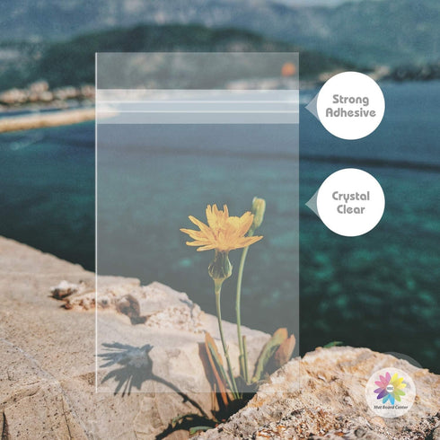 Mat Board Center, 100 Pack 5 5/16" x 7 1/8" Clear Resealable Plastic Sleeves for 5x7 Prints, Photos, Cards