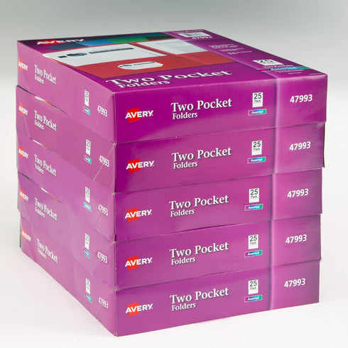 Avery Two Pocket Folders, Holds 40 Sheets, Business Card Slot, 125 Assorted Folders