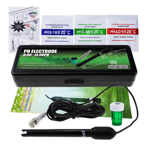 0-14 pH Electrode Probe BNC Connector, 300cm Cable for PH Meter Monitor Controller Test Sensor