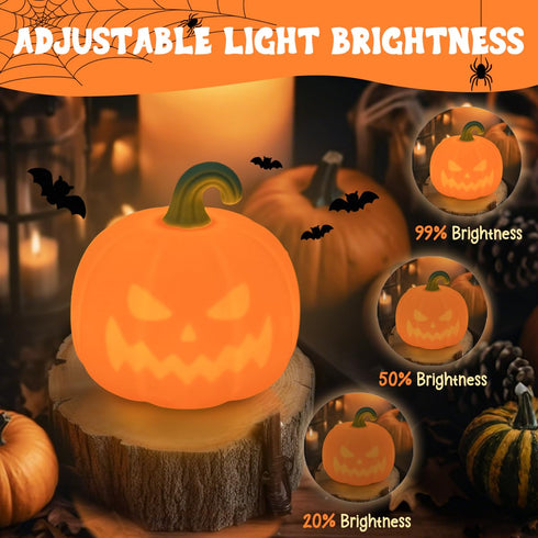 Night Light for Kids, Cute Silicone Nursery Pumpkin Lamp for Baby and Toddler, Halloween NightLight for Boys