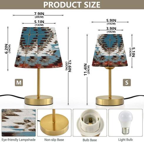 Dimmable ALAZA Table Lamp for Bedroom Nightstand Western Aztec Bedside Lamp with USB Port Fabric Shade Desk Lamps