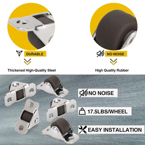 16Pcs 0.5 Inch Caster Wheels Tiny, Low Profile Small Casters Wheels, Self Adhesive Mini Caster Wheels for Appliances, Furniture,DIY Storage Box (One-Directional)