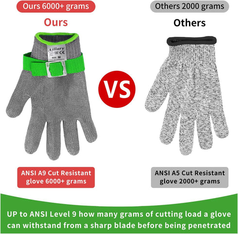 Level 9 Cut Resistant Kitchen Glove Food Grade Stainless Steel Wire Mesh Safety Work Glove Large
