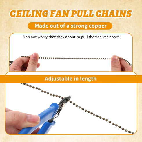 Ptwola 2 Pack Set Ceiling Fan Pull Chain Ornaments Extension Bronze Lighting Ceiling Fans Decorative Ornaments