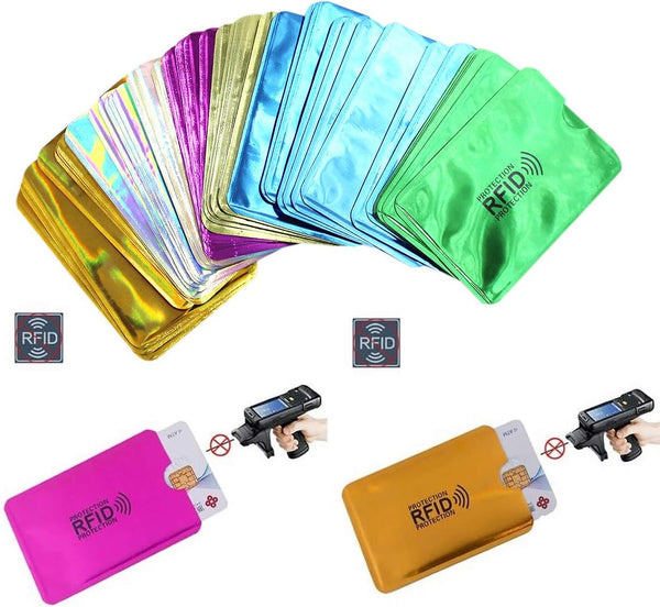 JUMISEE (60 Pack) Holographic RFID Blocking Sleeves, Anti-Theft Wallet Protect Case