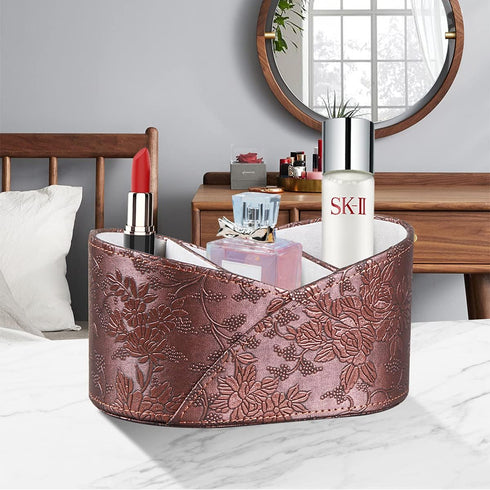 TV Remote Control Holder, PU Leather Caddy with 3 Compartments for DVD, Blu-Ray, Media Player, and Accessories