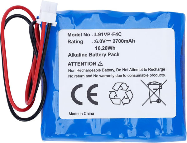 Yunwa Replacement Battery for L91VP-F4C Alkaline ES8 Hand Sanitizer Dispenser (2700mAh) Personal Care