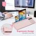 Desktop Glass Whiteboard with Mirror & Calculator (12 Digit LCD Display) & Ruler Marker, Tilted Keyboard Stand, Pink