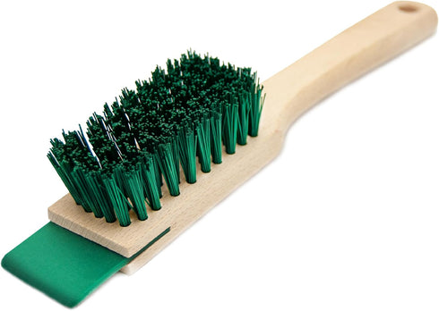 Heavy Duty Scrubbing Brush - Stiff Bristle Scraper, Wooden Handle, Universal Outdoor