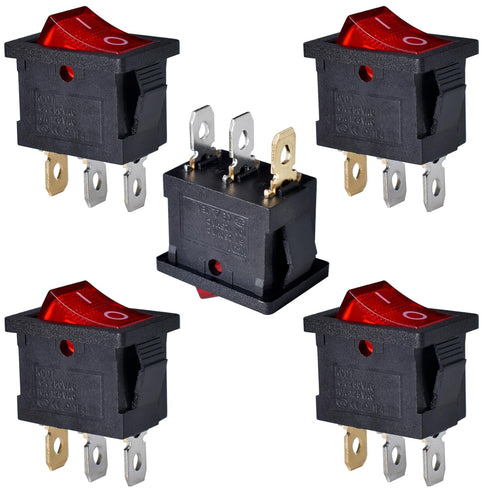 YOUFEN Boat Rocker Switch 5 Pcs Snap In Toggle Switch Red LED SPST