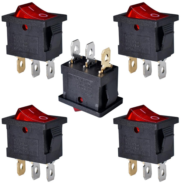 YOUFEN Boat Rocker Switch 5 Pcs Snap In Toggle Switch Red LED SPST