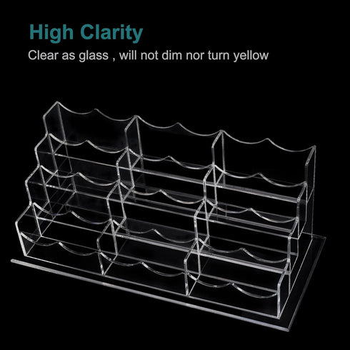 Business Acrylic Card Holder Display for Desk, 12 Slots 4 Tiers Multiple-Clear Acrylic Business Card Stand Set, Holds