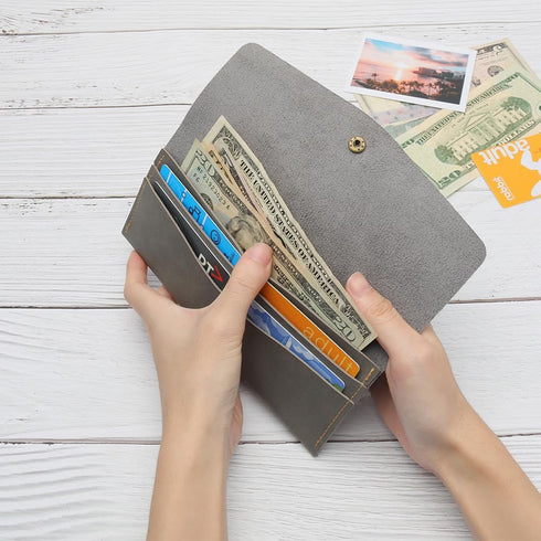 NatSumeBasics Cash Envelope Wallet, Grey Budget Money Dollar Bill Receipt Coupon Holder for Women and Men