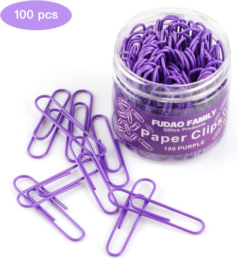 Jumbo Paper Clips, 2 Inch Large Paper Clips, 100 pcs in Purple