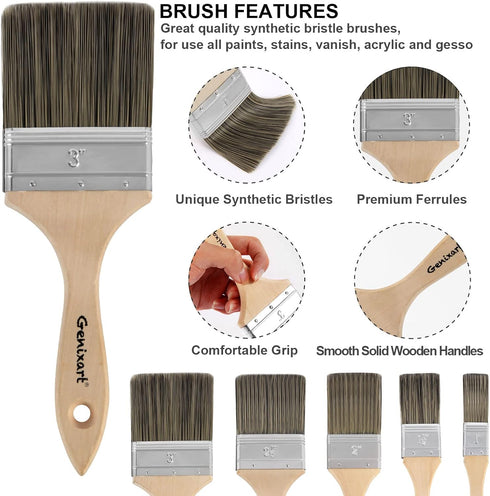 Double Thick Chip Paint Brush, 3 inch / 75mm Stain Brushes for Painting Walls and Fence Staining