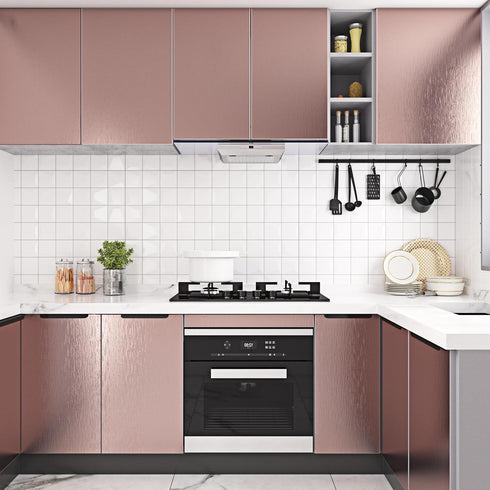 Countertops 15.7"118" Rose Gold Stainless Steel Contact Paper Pink Peel and Stick Wallpaper Waterproof Brushed Metal