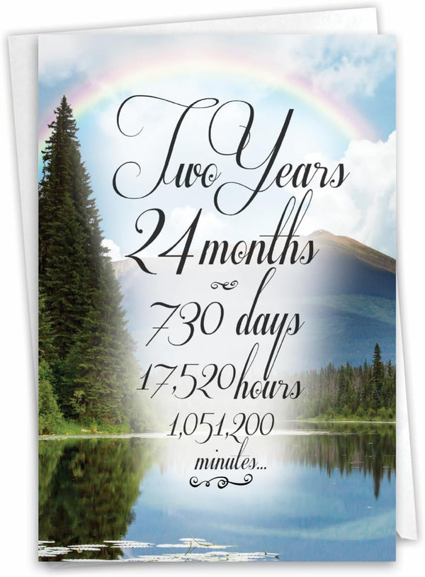 NobleWorks 2 Year Anniversary Recovery Greeting Card (5 x 7 Inch) - Encouragement Sobriety Milestone Birthday Notecard