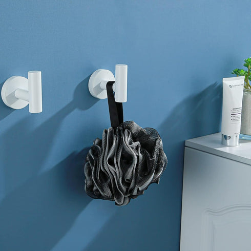 White Towel Hooks Coat Hook, Robe Hook for Bath and Kitchen,Bathroom Hardware Accessories, SUS 304 Stainless Steel Wall Hook 2 Count by SEABEFORE