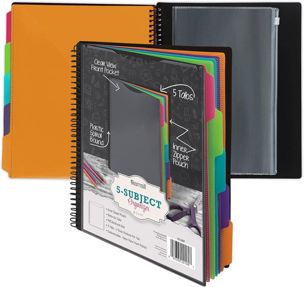 Samsill 10 Pocket Poly Project Organizer with 5 Dividers, Letter Size File Folders, Customizable Front Cover, Fashion