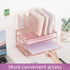 Desk Organizers and Accessories, 3-Tier Paper Organizer with 5 Vertical File Holders, Rose Gold, Desk Accessories