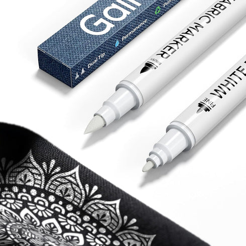 Gain-Art White Fabric Marker for Dark Clothes, Wash-Resistant, No Bleed, Quick Dry