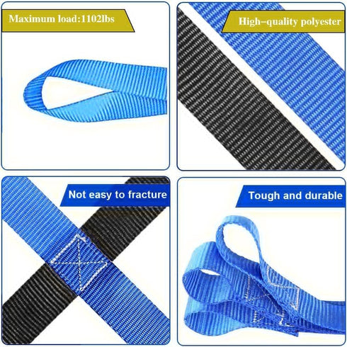 Safety Cargo Lifting Net Straps, Flat Nylon Sling Hoisting Net, Tear Resistant for Construction Rigging, Black