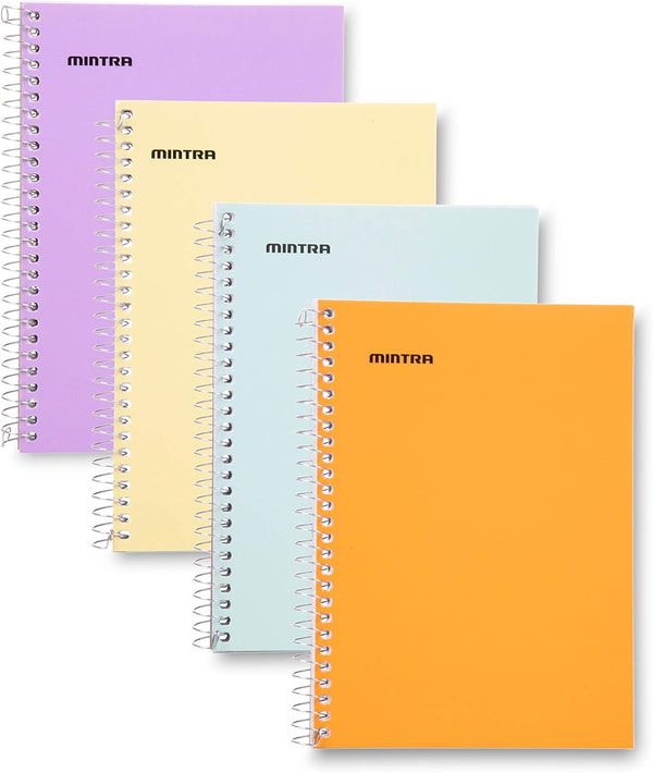 Mintra Office Small Spiral Notebooks, 5x7 Side Spiral, 4pk, Pastel