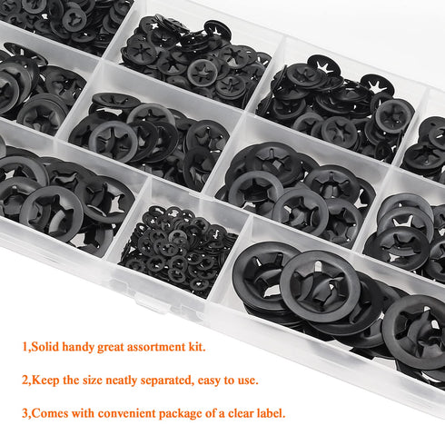 360 Pieces Internal Tooth Star Lock Washers, 9 Sizes Quick Speed Locking Washers Fasteners Assortment Kit