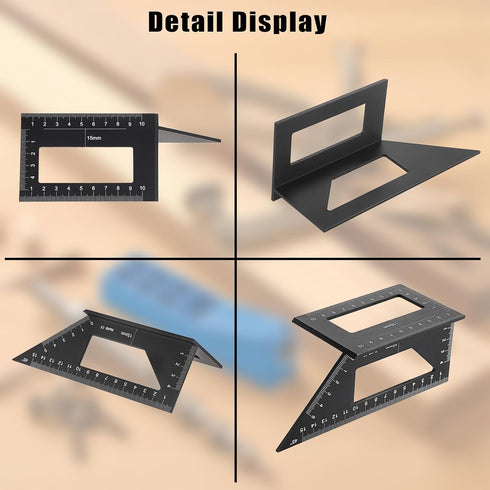 Sumnacon 3D Measuring Ruler Set of 2, 45/90 Degree Layout Tool for Woodworking and Drawing