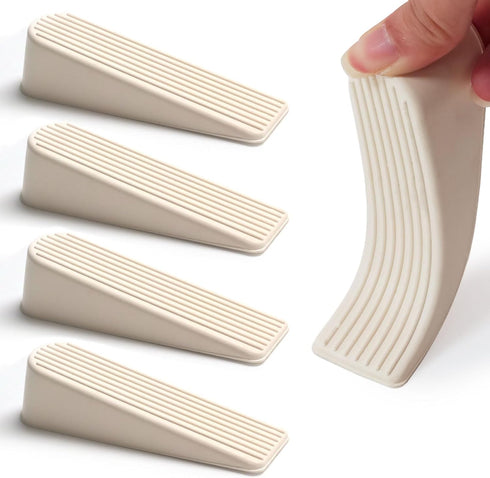 Door Stopper Wedge Non-Scratching Door Holder Small White - Pack of 4