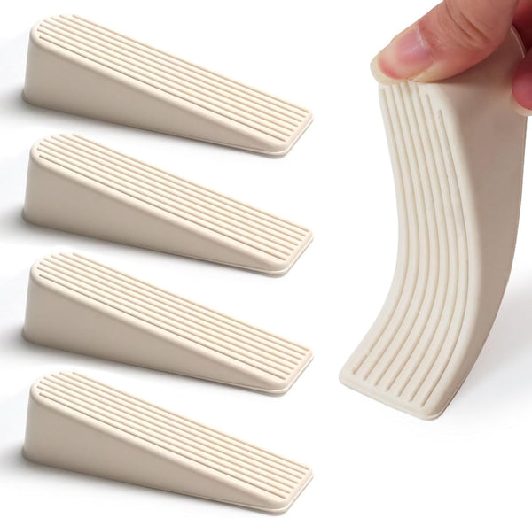 Door Stopper Wedge Non-Scratching Door Holder Small White - Pack of 4