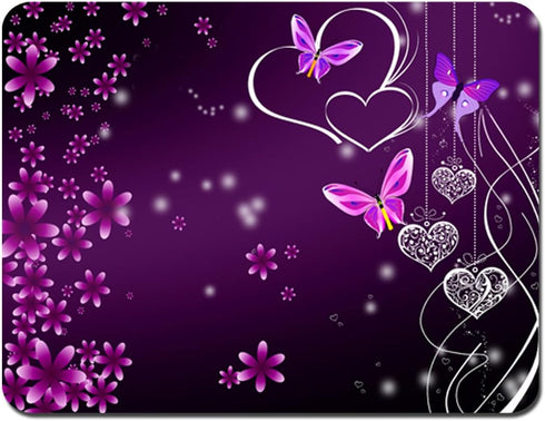 Gaming Mouse Pad - Non-Slip Rubber Base, Smooth Surface for Precise Control, 9.5 x 7.9 Inch, Pink Purple Butterflies