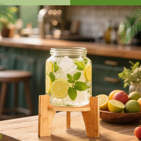 XiMaiChy 7.8 (20 cm) Inch Wood Drink Dispenser Stand Natural Bamboo Fits in Diameter Beverage Jugs Elegant & Sturdy