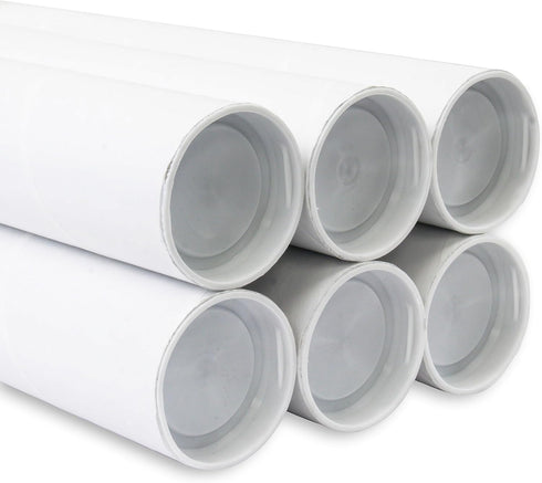 MagicWater Supply Mailing Tube, 2 in x 9 in White - 6 Pack for Shipping and Storage of Arts, Crafts, Documents