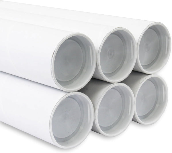 MagicWater Supply Mailing Tube, 2 in x 9 in White - 6 Pack for Shipping and Storage of Arts, Crafts, Documents