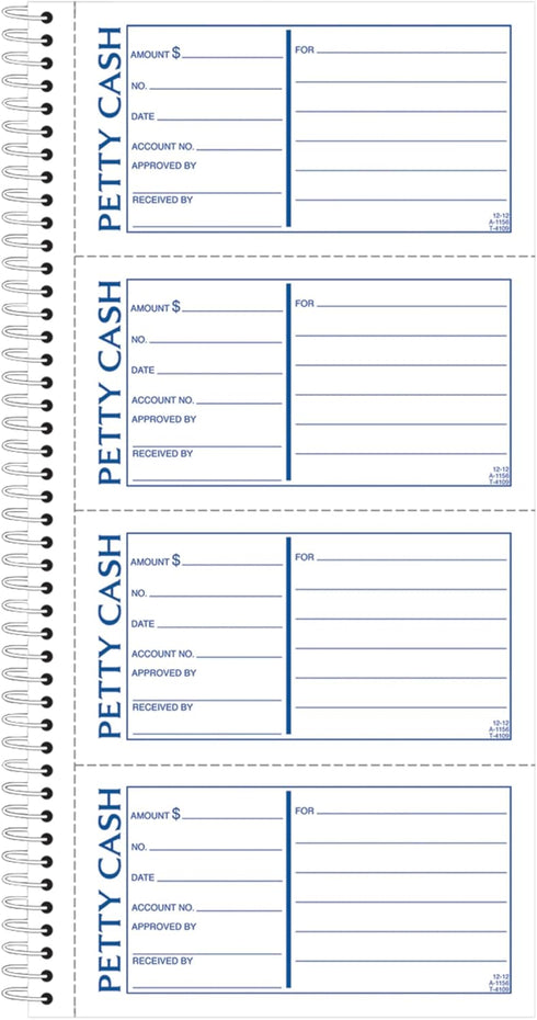 Adams Spiral Petty Cash Book, 2-Part, Carbonless, 4 Messages per Page, 200 Sets