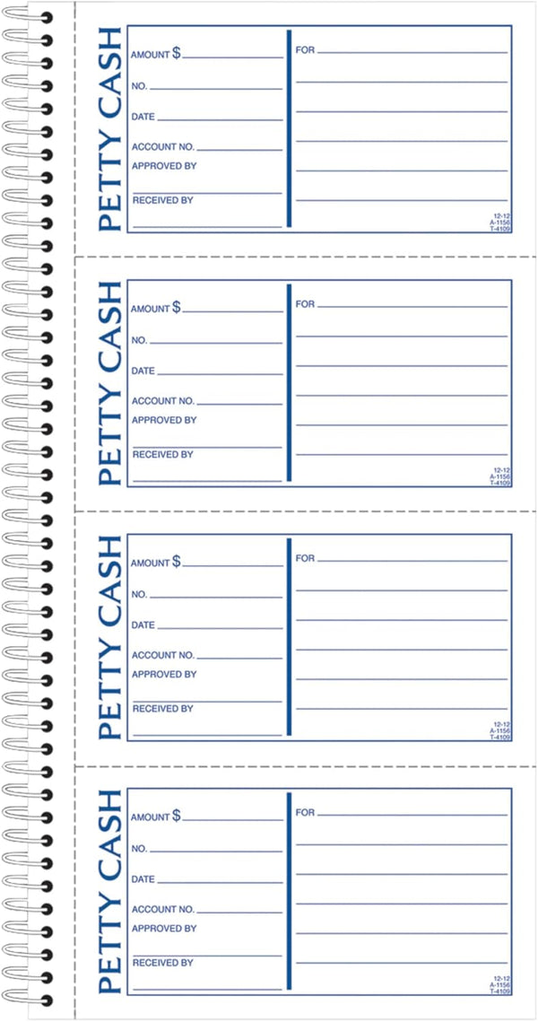 Adams Spiral Petty Cash Book, 2-Part, Carbonless, 4 Messages per Page, 200 Sets