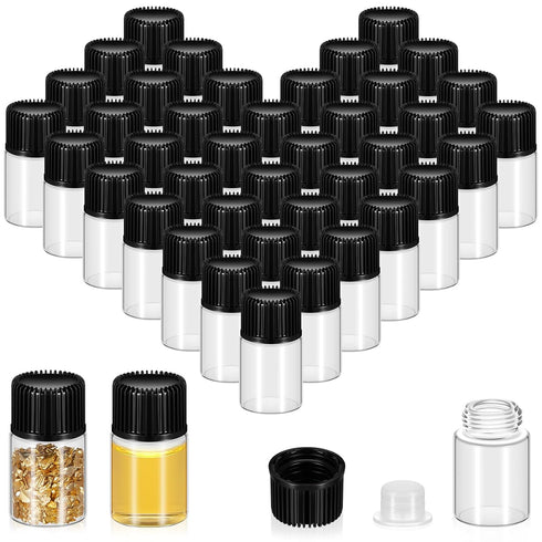 Lallisa 200 Pcs 2 ml Glass Vials with Screw Black Caps Plastic