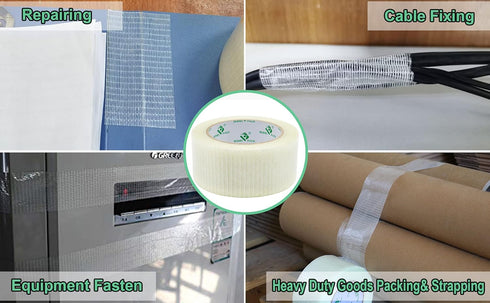 BOMEI PACK Transparent Bi-Directional Filament Strapping Tape, 6.7 Mil x 2 Inch x 30yds