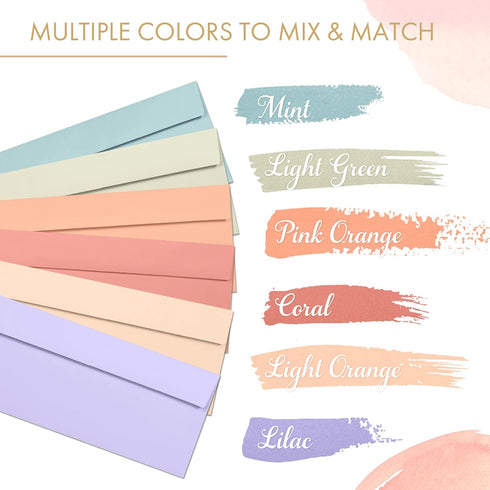Business Envelopes, 120-Pack #10 Envelopes, 4 1/8 x 9 1/2 Inches in 6 Warm Pastel Colors