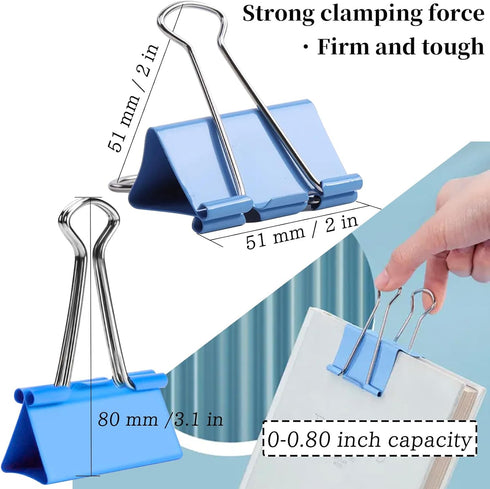 Extra Large Binder Clips 2 Inch (48 Pack), Colored Big Paper Clamps with Box Giant Binder Clips for Office and Home Supplies by COLOGO