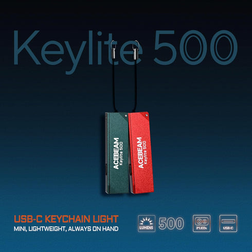 500 6 ACEBEAM Keylite High Lumens Keychain Flashlight Rechargeable, Ultra-Compact Flat Pocket EDC Flashlight with Dual