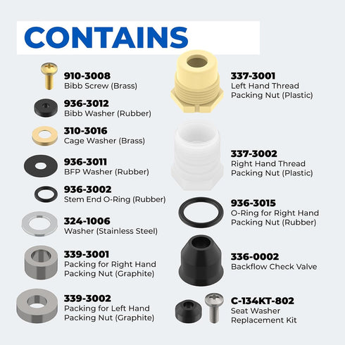 630-7755 Wall Hydrant Repair Kit for Prier Faucet 300, 400, 500 Series, Compatible with Mansfield Hydrants