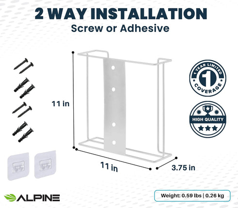 2 Alpine Glove Holder for Wall Mount - Latex Glove Holder Wire Glove Dispenser for Wall Disposable Glove Box & Tissue